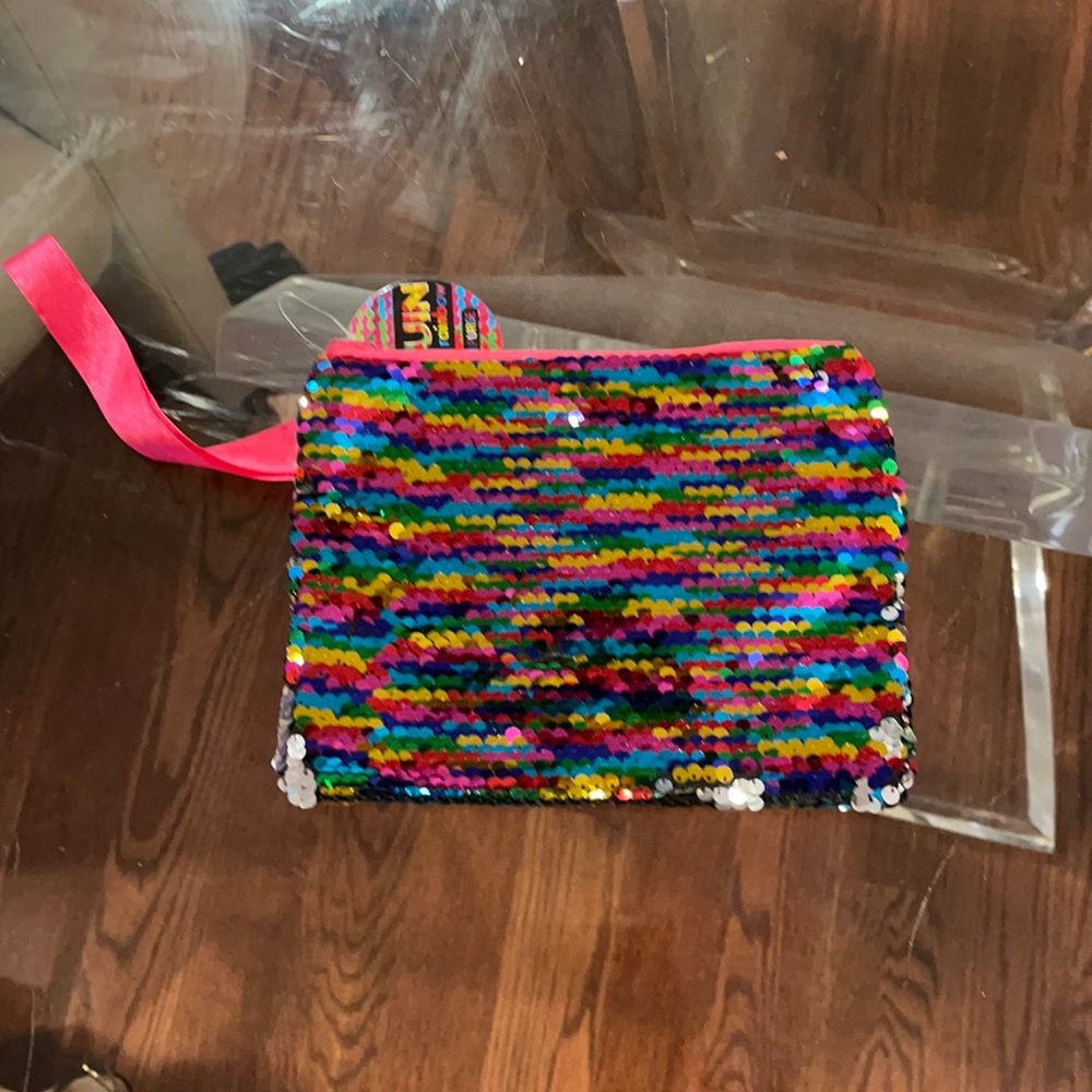 Rainbow Sequin Zipper Purse Wristlet NWT